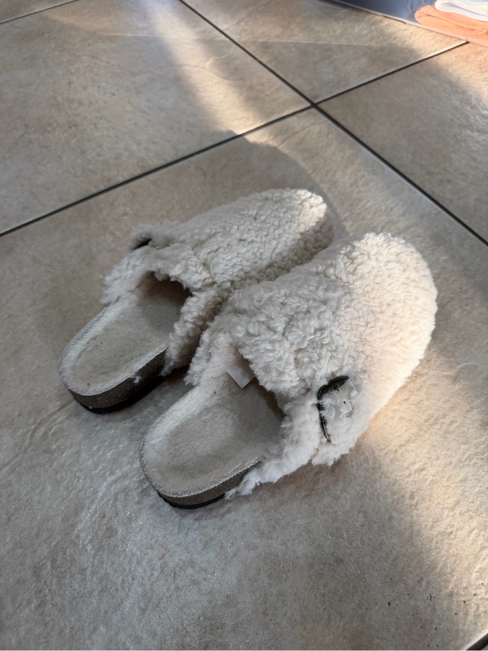 Target Cream Sherpa Buckle Slide Slippers - Women